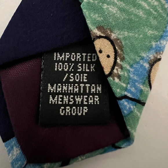 Blue Tie with Multicolor Design - Picture 6 of 9